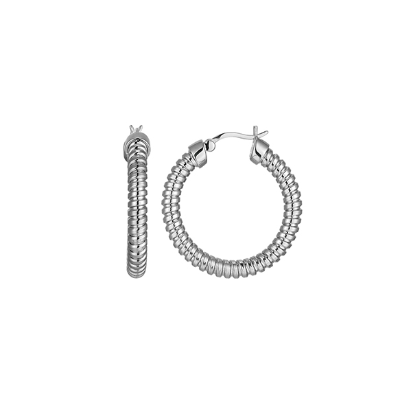 ER2Q0H0-W Sterling Silver "Tubogas" 30mm Hoop Earring with Tube