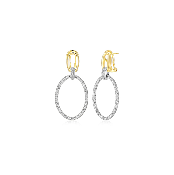 ER2Q0HA-2T Sterling Silver "Gleam" CZ Mesh Circle Drop Earrings