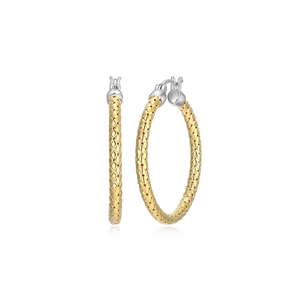 ES2Q0G1-2T Sterling Silver "New Mesh" 3mm Woven Tube 35mm Hoop Earrings