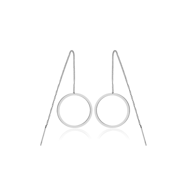 CJ Steelx Circle Chain Threader Earrings - Silver