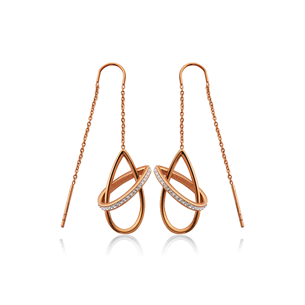 CJ Steelx Crystal "Orbit" Threader Drop Earrings - Rose Gold