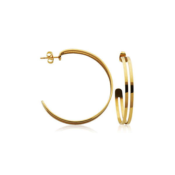 CJ Steelx Double Hoop Earrings - Gold