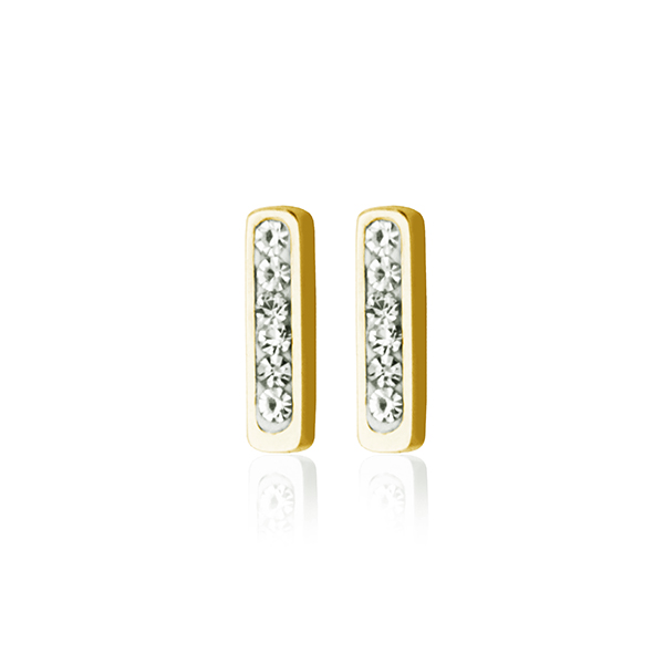 CJ Steelx Cubic Zirconia Bar Earrings - Gold