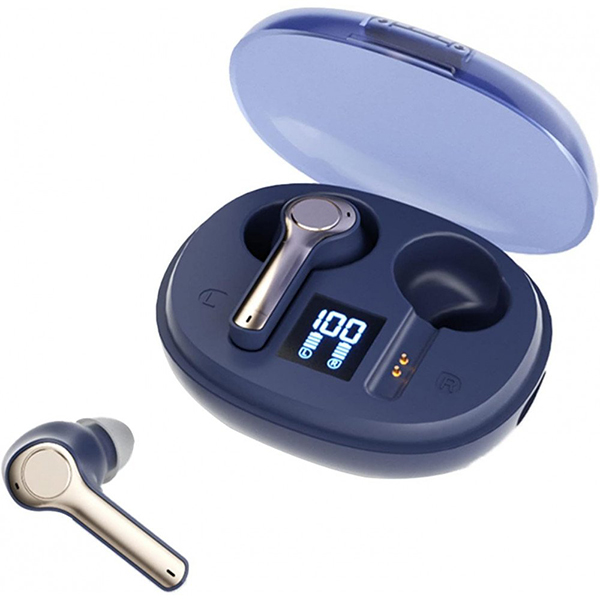 Supreme Sound Full In-Ear TWS Bluetooth Headphones with Advanced Battery Display KITC31 for Universal Cell Phone And Bluetooth Device - Navy Blue