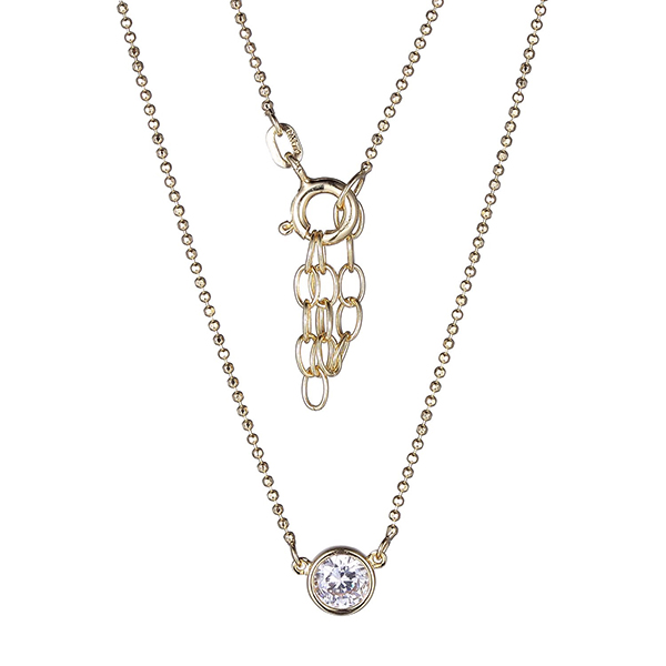 Diamondlite Cubic Zirconia 5mm Round Solitaire Necklace in Gold