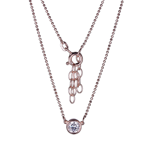 Diamondlite Cubic Zirconia 5mm Round Solitaire Necklace in Rose Gold