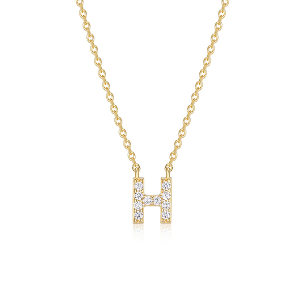 Diamondlite Cubic Zirconia Mini Initial H Necklace - Gold