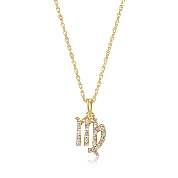 Diamondlite Cubic Zirconia Virgo Zodiac Rope Necklace - Gold