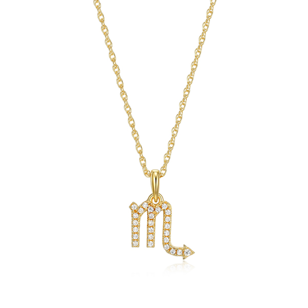 Diamondlite Cubic Zirconia Scorpio Zodiac Rope Necklace - Gold