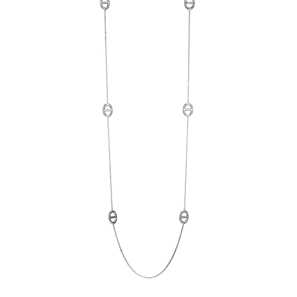 NCGR0Q0AF-W Sterling Silver "MARINER LINK" Pave Marine Long Station Necklace