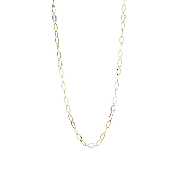 NCGS0Q09Y-2T Sterling Silver "PAPERCLIP" Diamondlite Marquise Link Necklace
