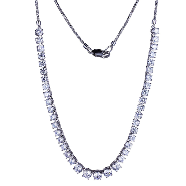 Diamondlite Cubic Zirconia Round Statement Necklace in Silver