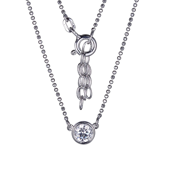 Diamondlite Cubic Zirconia 5mm Round Solitaire Necklace in Silver