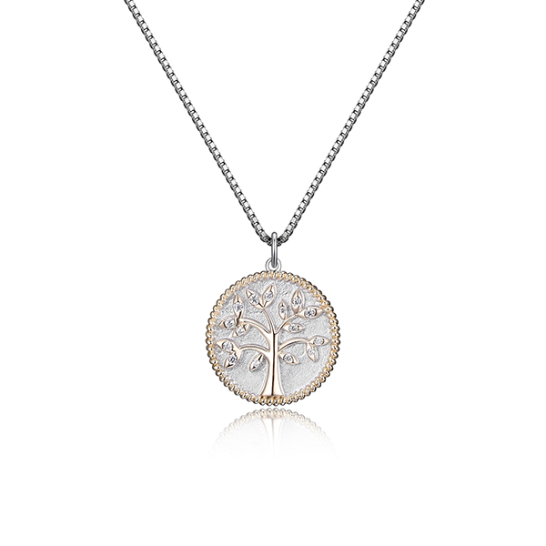 Diamondlite Cubic Zirconia Tree of Life Medallion Necklace - Silver