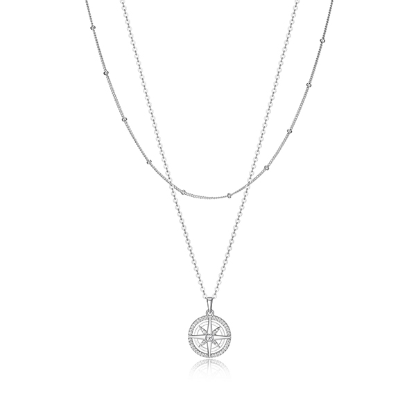 Diamondlite Cubic Zirconia Double Layer North Star Necklace - Silver