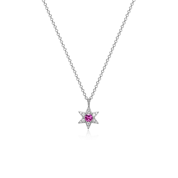 Diamondlite Cubic Zirconia "Mystique" Pink Sapphire Star Necklace - Silver
