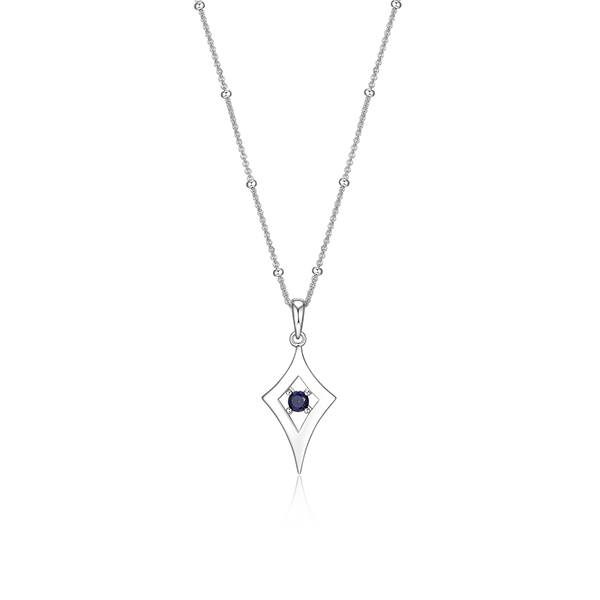 NR0LBQ0-W "Stellar" Diamond Shape Sapphire Necklace