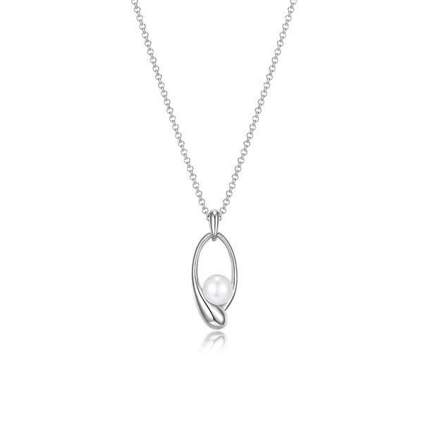 NR0LBQ7-W "Caramel" Pear Shape and 7-7.5mm Pearl Necklace