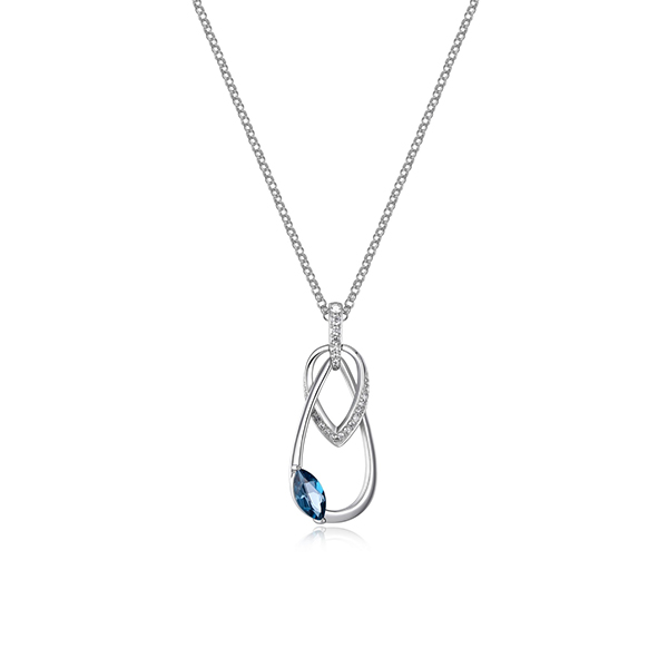 NR0LBR5-B "Swing" Interlocking Necklace with Topaz and Pave Cubic Zirconia