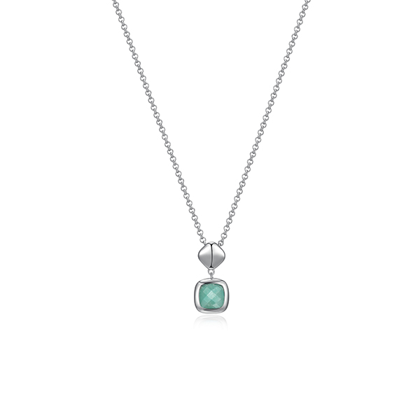 NR0LBU5-W "Mirage" Cushion Cut Amazonite Necklace