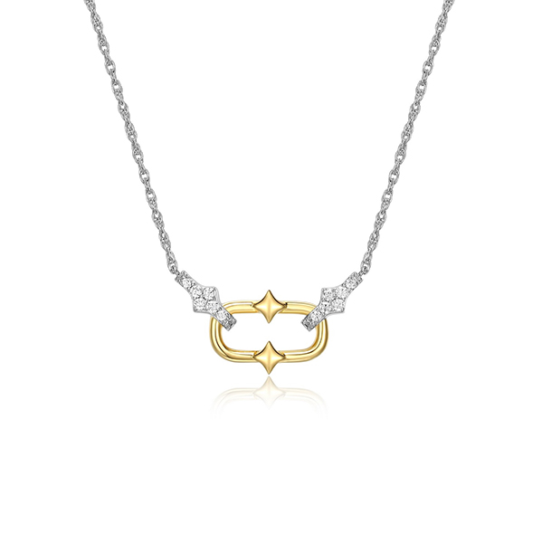 NR0Q0EA-2T Sterling Silver "New Mesh" CZ Necklace