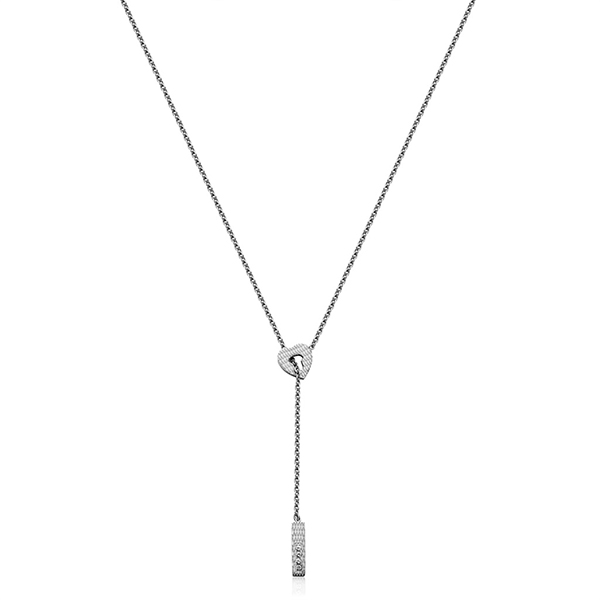 CJ Steelx Stainless Steel "Key to my Heart" Lariat Necklace with Crystals