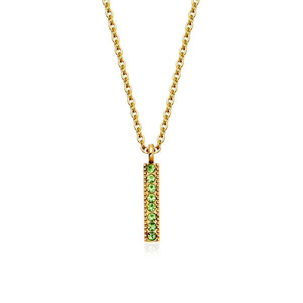 CJ Steelx Peridot Crystal Birthstone Bar Necklace - August