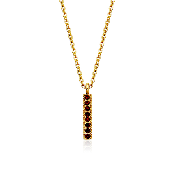 CJ Steelx Siam Crystal Birthstone Bar Necklace - January