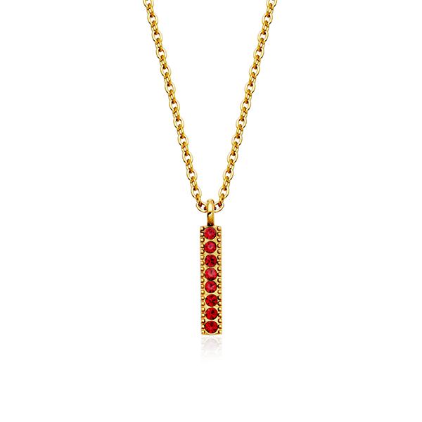 CJ Steelx Light Siam Crystal Birthstone Bar Necklace - July