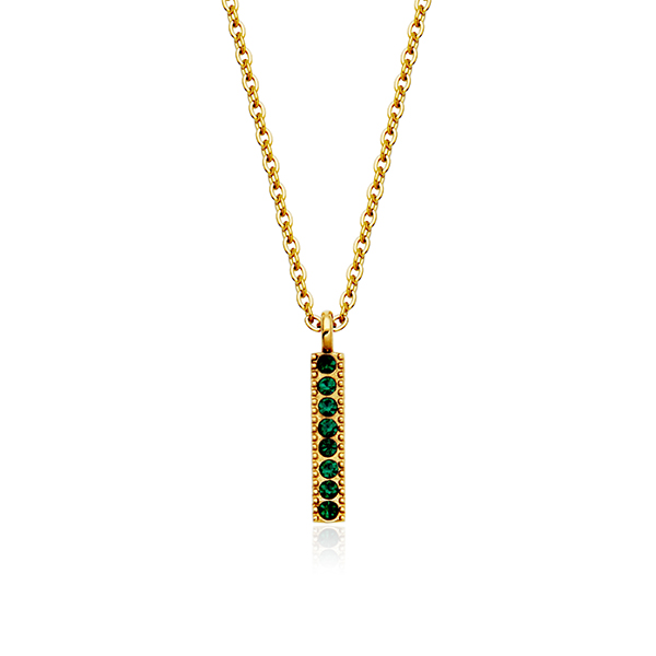 CJ Steelx Emerald Crystal Birthstone Bar Necklace - May