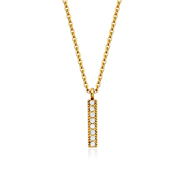 CJ Steelx Opal Crystal Birthstone Bar Necklace - October