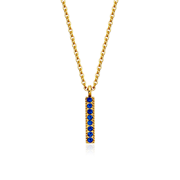 CJ Steelx Sapphire Crystal Birthstone Bar Necklace - September