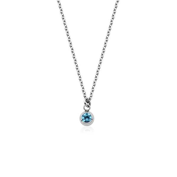 CJ Steelx Carded "December" Blue Topaz Crystal Necklace - Silver