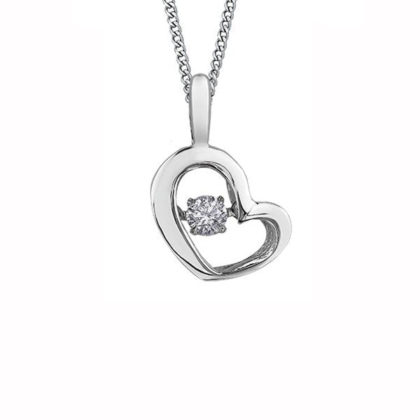 Diamond Solitaire Heart Pendant in 10K White Gold (0.05 CT.)