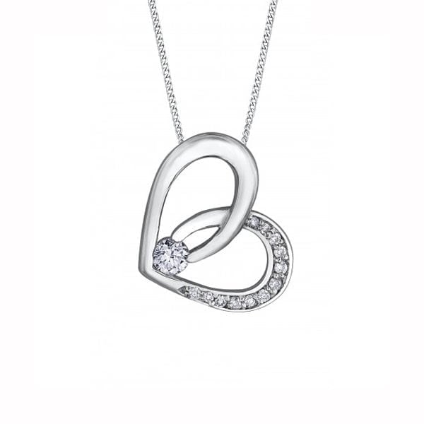 Canadian Diamonds Heart Pendant in 10K White Gold (0.102 CT TW)