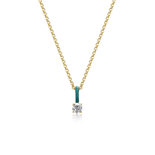 Cotton Candy Collection Round Diamondlite Cubic Zirconia with Enamel Pendant - Blue
