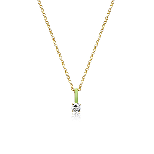 Cotton Candy Collection Round Diamondlite Cubic Zirconia with Enamel Pendant - Green