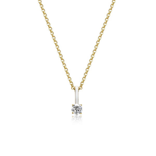 Cotton Candy Collection Round Diamondlite Cubic Zirconia with Enamel Pendant - White