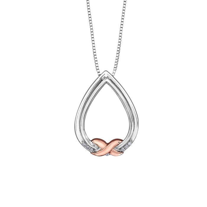 Diamond Teardrop Pendant in Two-Tone Gold (0.035 CT TW)
