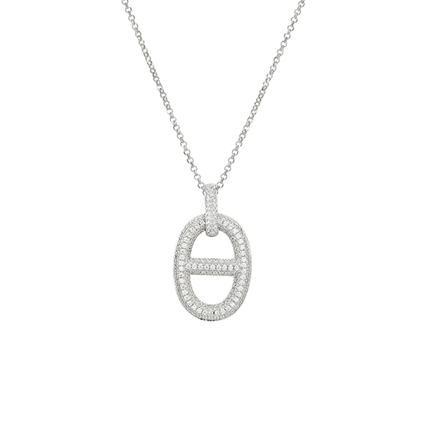 PCGR0Q0AC-W Sterling Silver "MARINER LINK" with  Diamondlite Pave Marine Pendant
