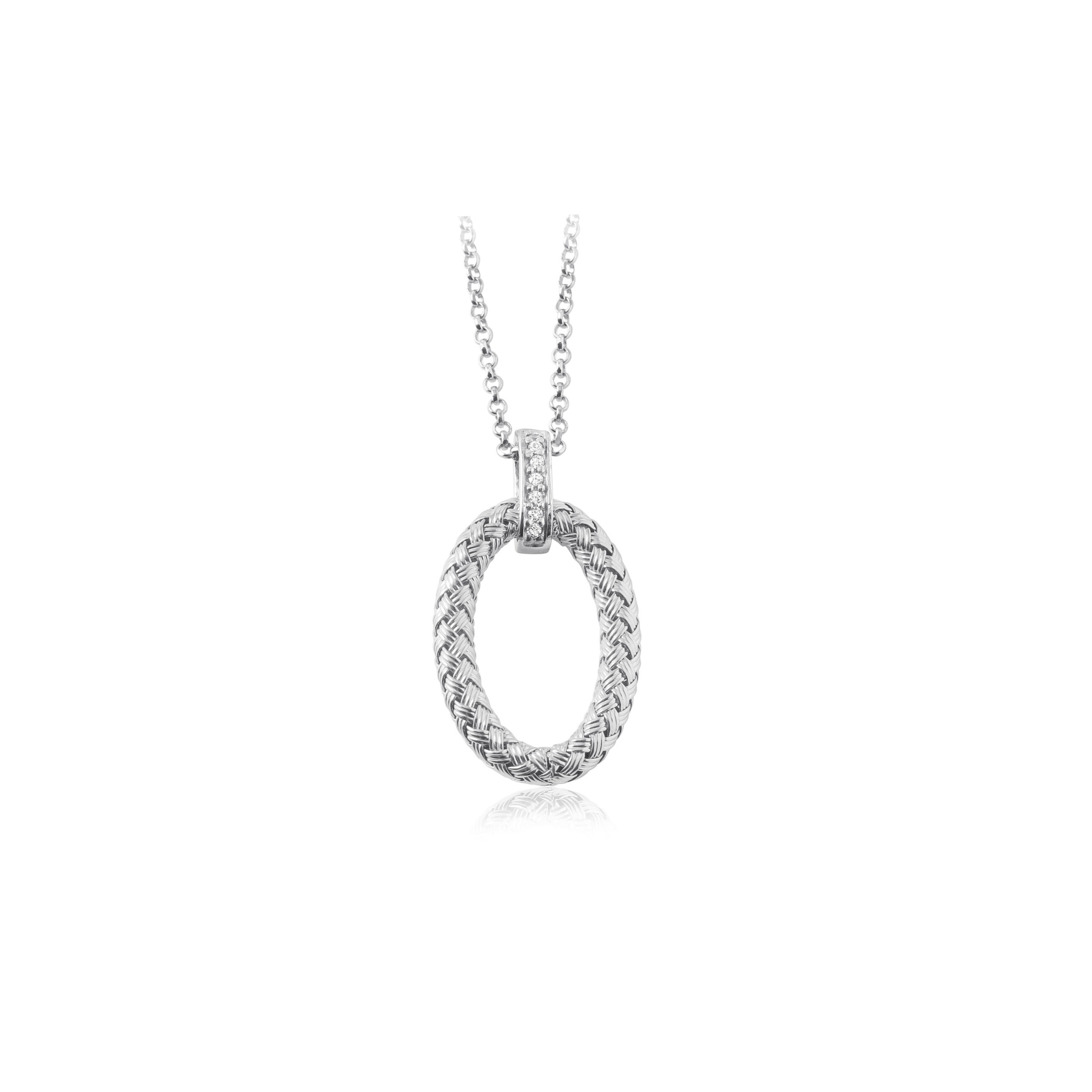 PCGR3Q001-W Diamondlite "RAVELLO PD" Rhodium Woven Oval Pendant