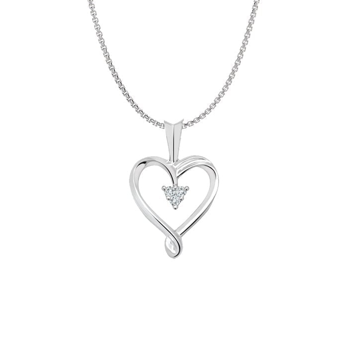10K White Gold Open Heart Pendant with Diamond (0.045 CT TW)