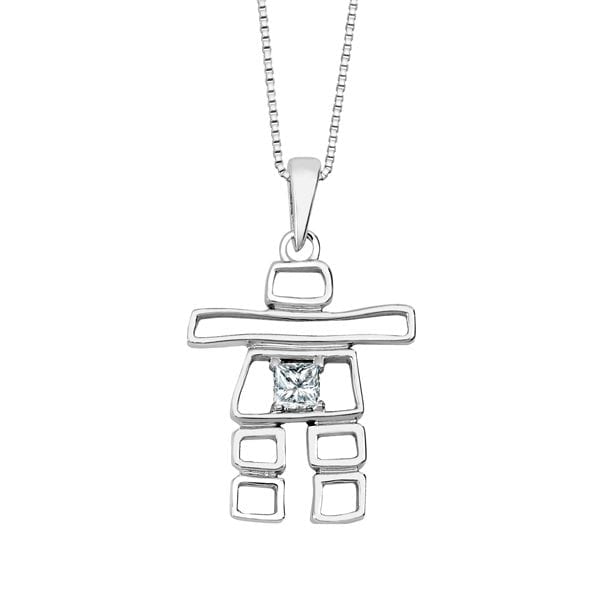 Canadian Diamond Solitaire Inukshuk Pendant in Sterling Silver (0.08 CT.)