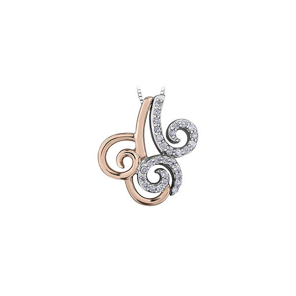 Diamond Pendant in 10K (0.15 CT. T.W.) - Silver and Rose