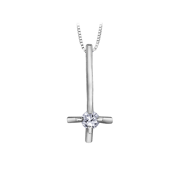 Diamond Pendant in 10K White Gold (0.035 CT. T.W.) - Silver