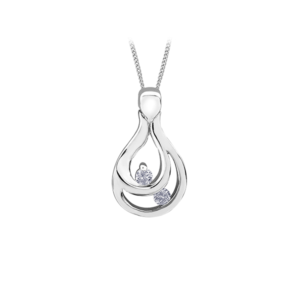 Diamond Pendant in 10K White Gold (0.05 CT. T.W.) - Silver
