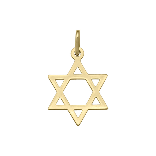 14K Gold Star of David Pendant - 14KY