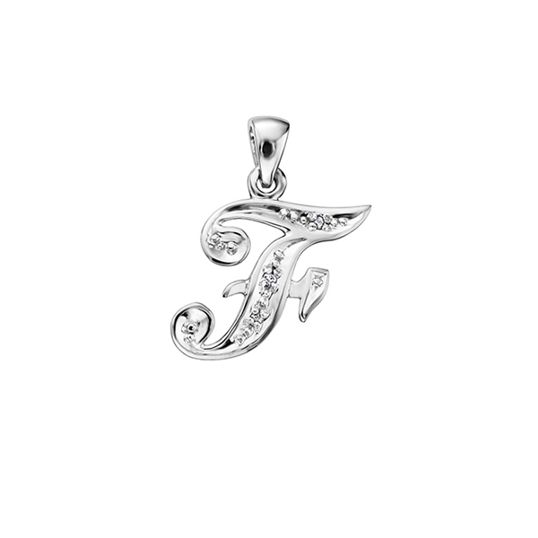 Diamond Initial "F" Pendant in 10K (0.015 CT. T.W.) - Silver