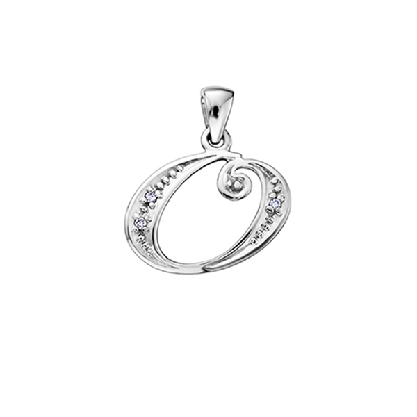 Diamond Initial "O" Pendant in 10K (0.015 CT. T.W.) - Silver