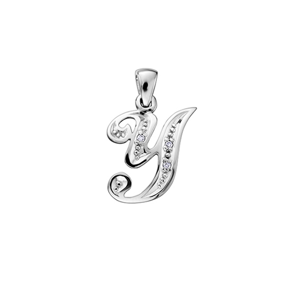 Diamond Initial "Y" Pendant in 10K (0.015 CT. T.W.) - Silver